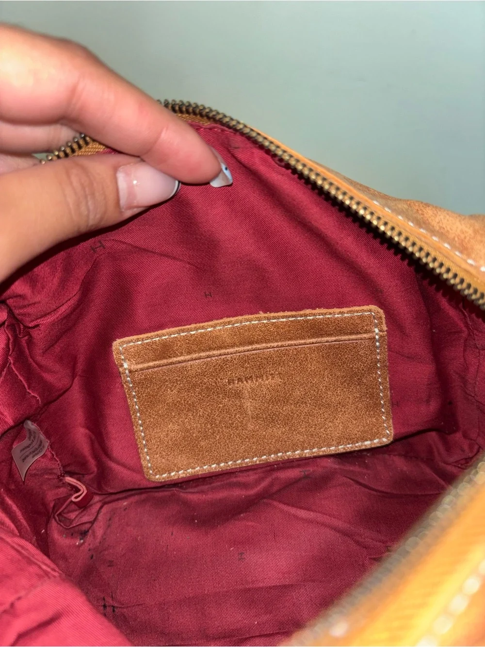 Hammitt Tan Suede Crossbody with Black Stud Accents